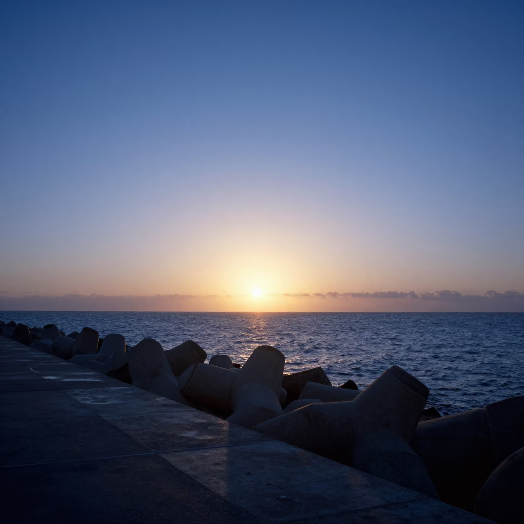 Alexandria Egypt Sunset Harbor Breakwater Blue Hour Sky in in Alexandria, Egypt