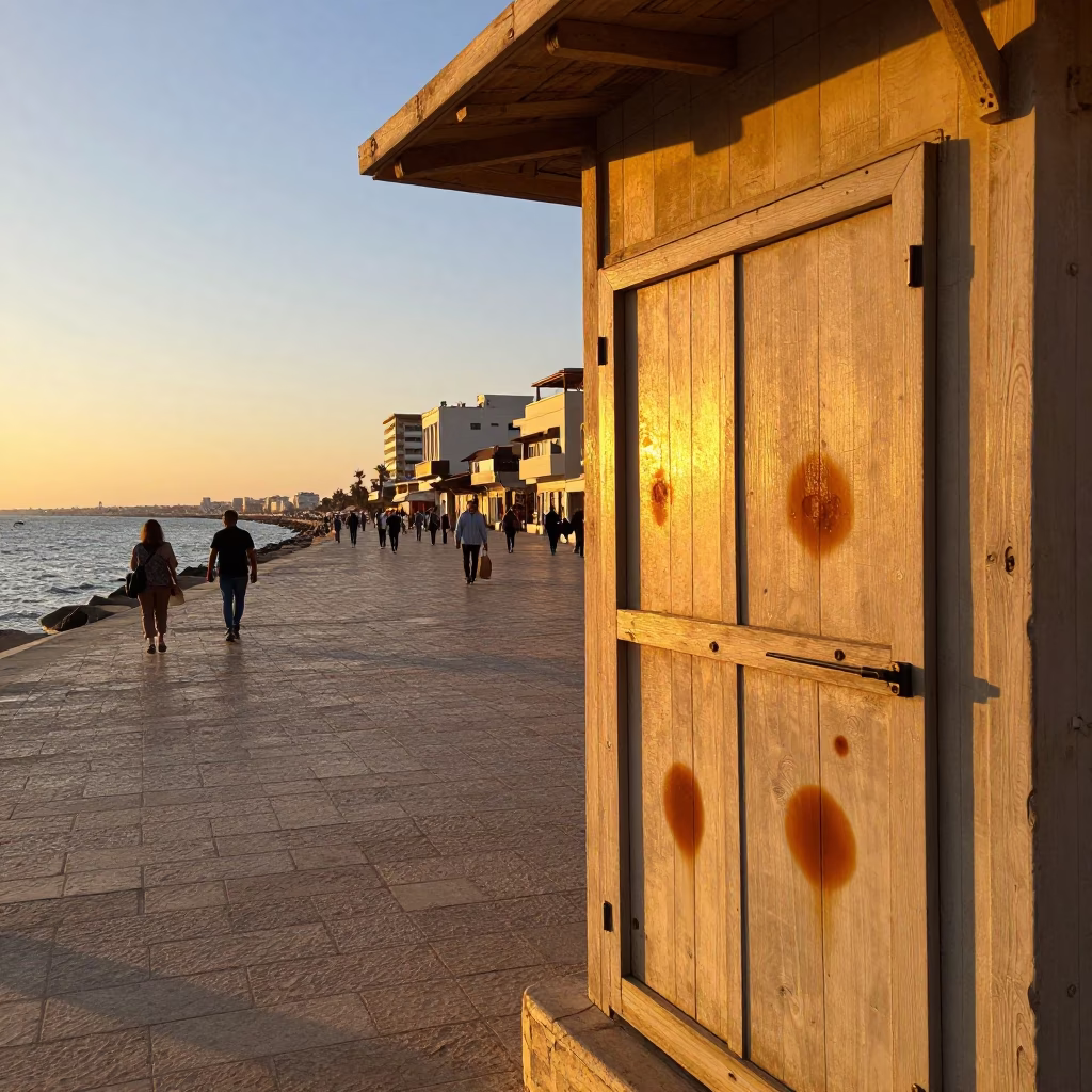 Alexandria Egypt Sunset Street Scene with Tea Stains and Coastal Atmosphere in in Alexandria, Egypt