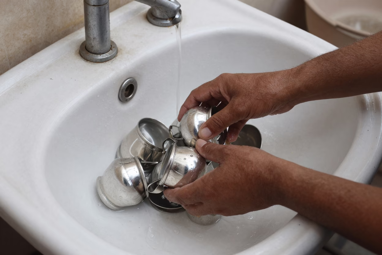 Alexandria Hands Washing Tea Cups in in Alexandria, Egypt