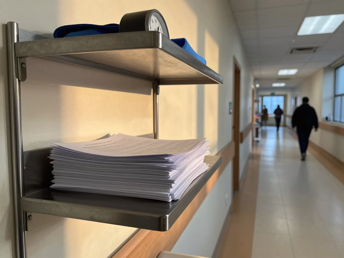 Alexandria Hospital Timer Shelf Late Afternoon in inside a hospital corridor in Alexandria
