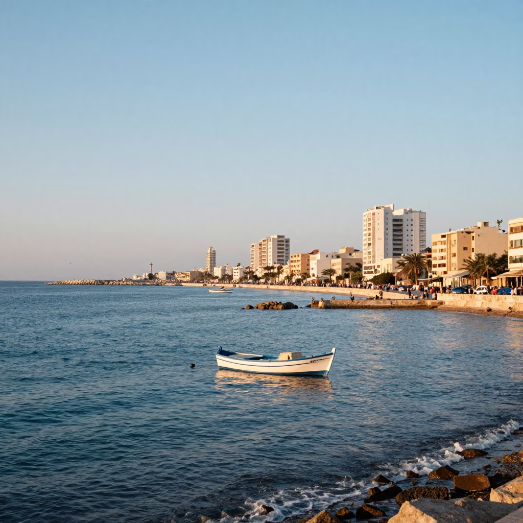Alexandria Morning Scene at As First Light Reaches The Scene in in Alexandria, Egypt
