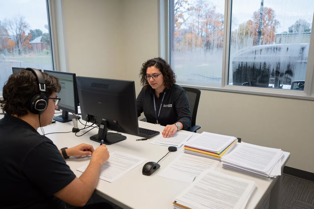 Alexandria Operations Desk Late Afternoon in in an operations center under monitor glow in Alexandria