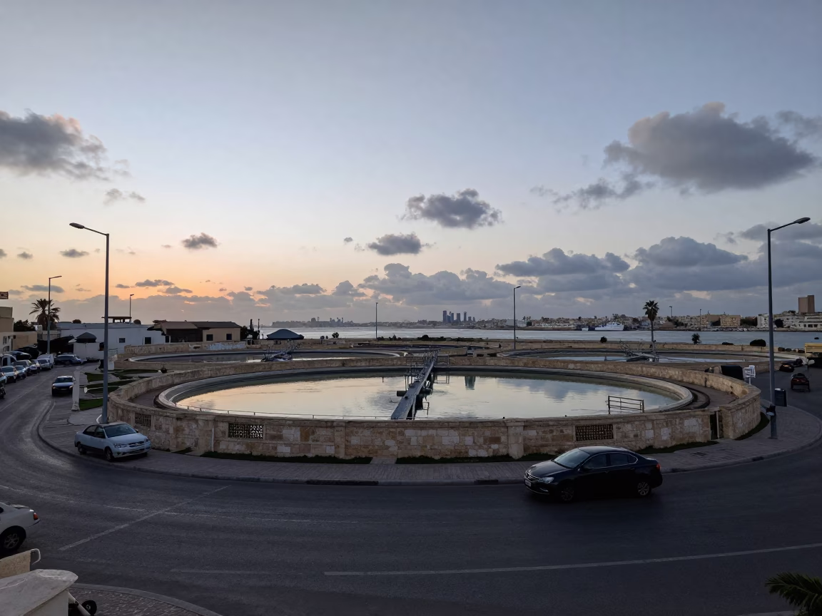 Alexandria Street Scene at Sunrise Light in in Alexandria, Egypt