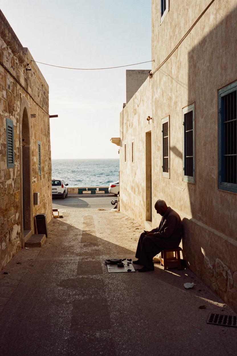 Alexandria Street Scene at The Late Afternoon Light in in Alexandria, Egypt