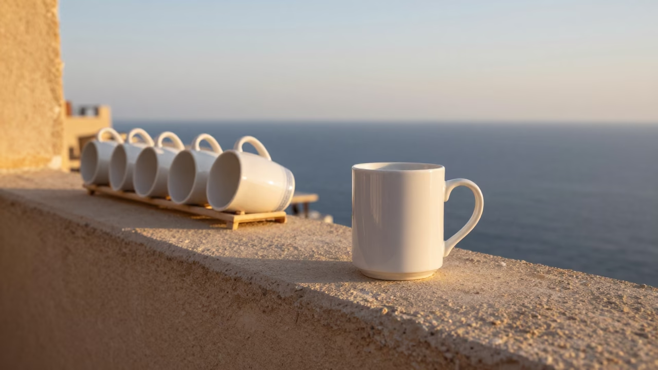 Alexandria White Ceramic Mug in in Alexandria, Egypt