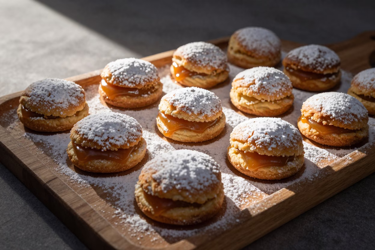 Alfajores And Dulce De Leche just after sunrise in Buenos Aires in in Buenos Aires, Argentina