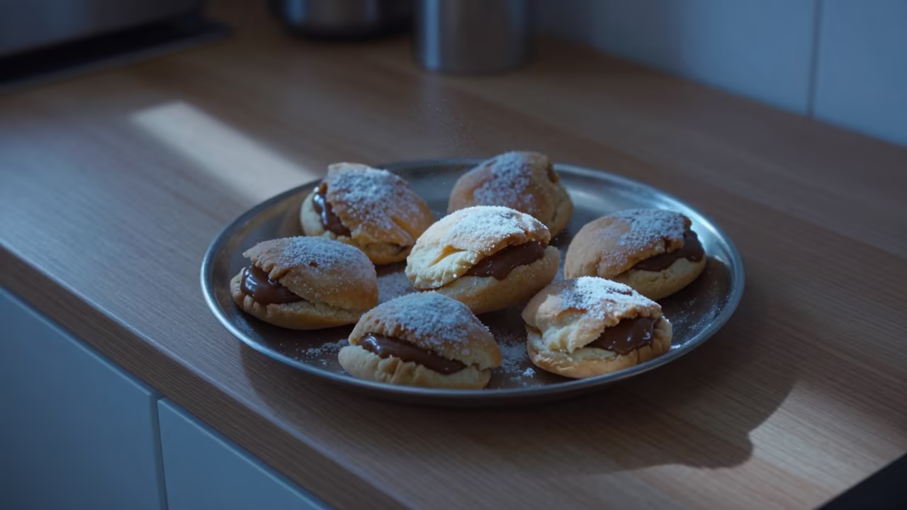 Alfajores with Dulce de Leche on Duhok Kitchen in on a kitchen worktop in Duhok
