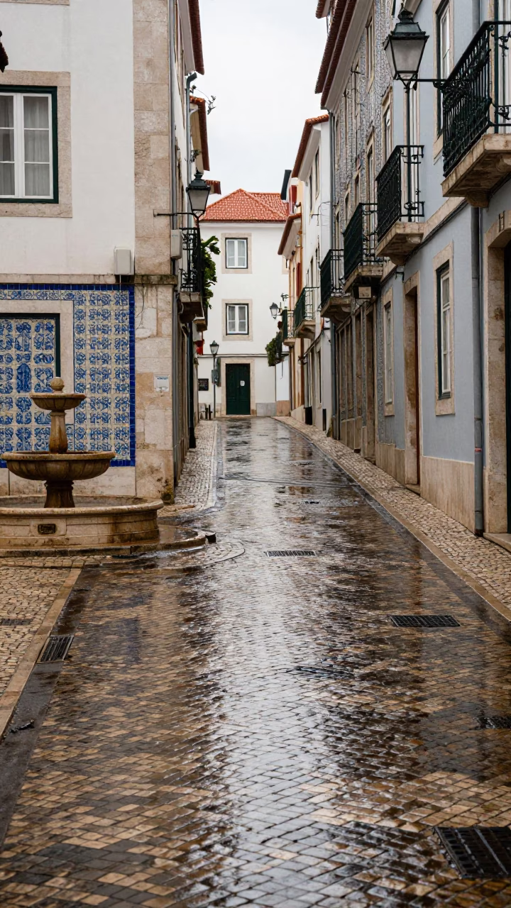 Alfama Alley in Lisbon in in Lisbon, Portugal