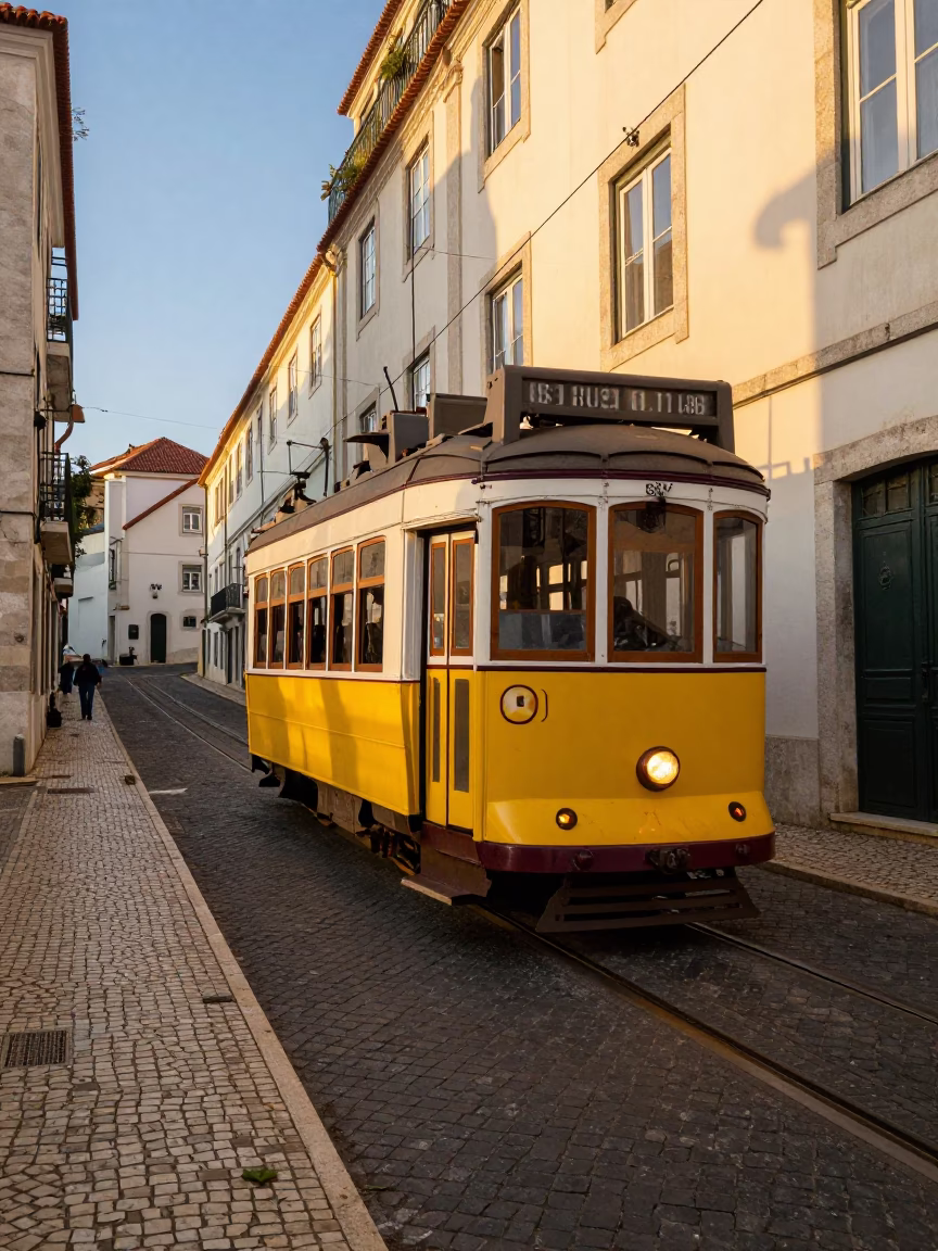 Alfama District in Lisbon at Golden Hour in in Lisbon, Portugal