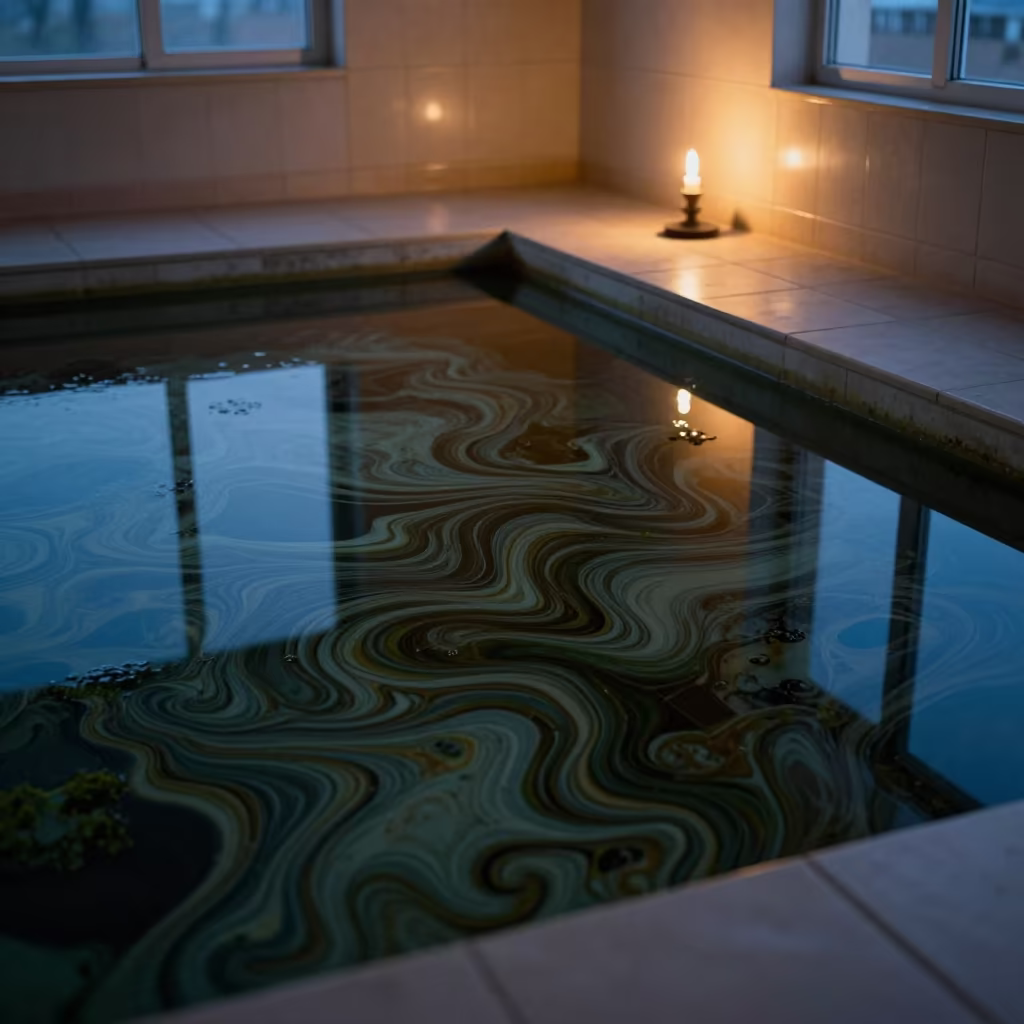 Algae Marbled Pattern Candlelit Stair Hall in inside a tiled stair hall in Latakia