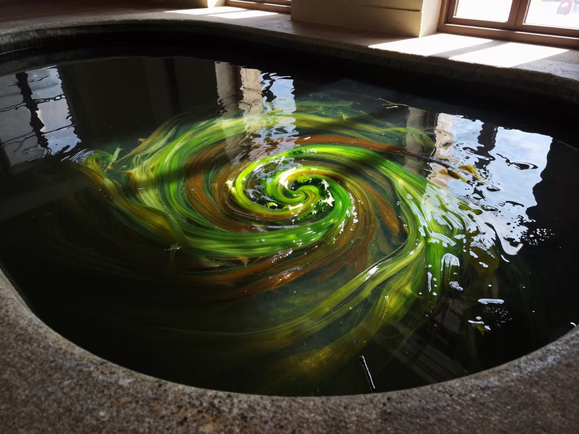 Algae Marbled Pattern Still Pond Managua Atrium in inside a vaulted atrium in Managua