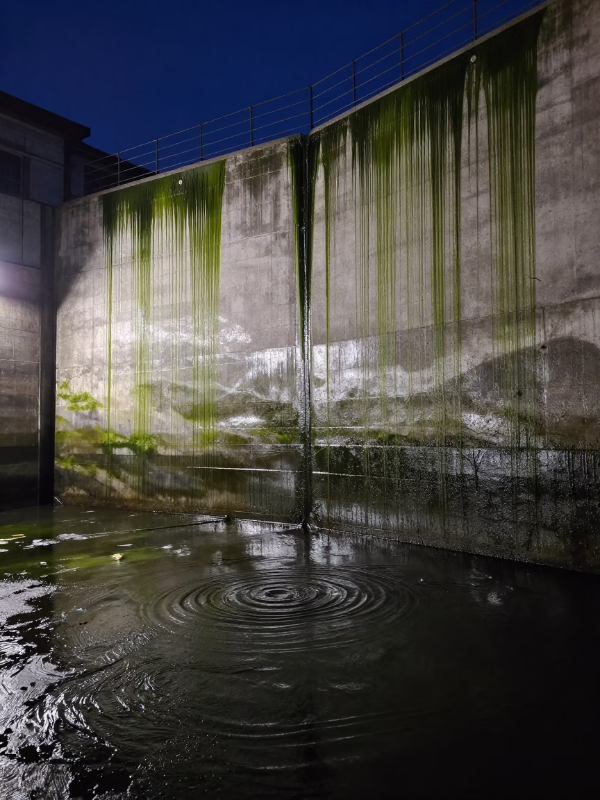 Algae Streaks in Quebec City at Midnight Light in in Quebec City, Quebec, Canada