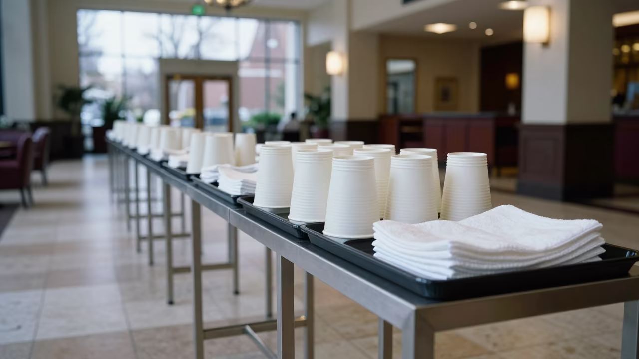 Algiers Hotel Lobby Service Tray in Spring Light in inside a hotel lobby in Algiers
