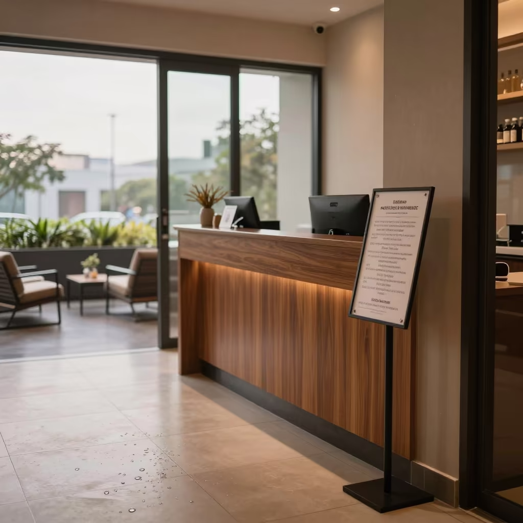 Allergen Card Stand in Quezon City Spa Dawn in inside a spa reception in Quezon City