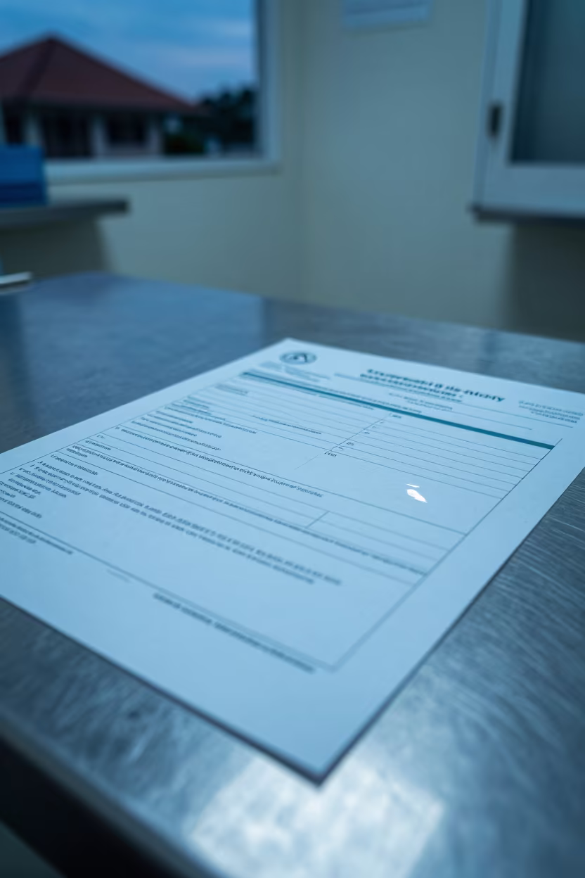 Allergy Form File in Twilight Radiology Room in inside a radiology imaging room near Yogyakarta