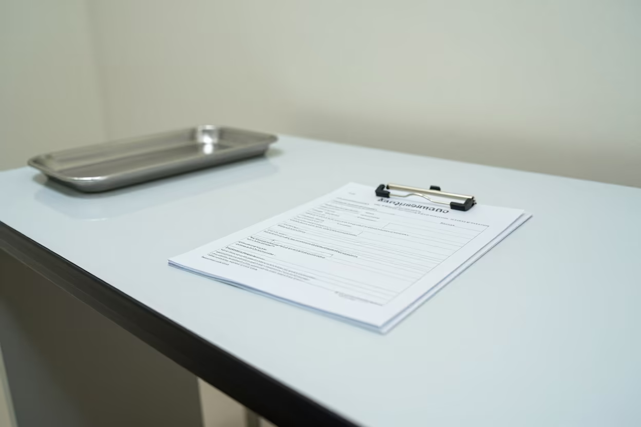 Allergy Form on Radiology Desk Barquisimeto in inside a radiology imaging room in Barquisimeto