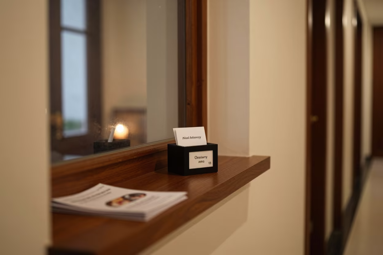 Allergy Note Box in Jakarta Corridor in in a quiet guest corridor near Jakarta