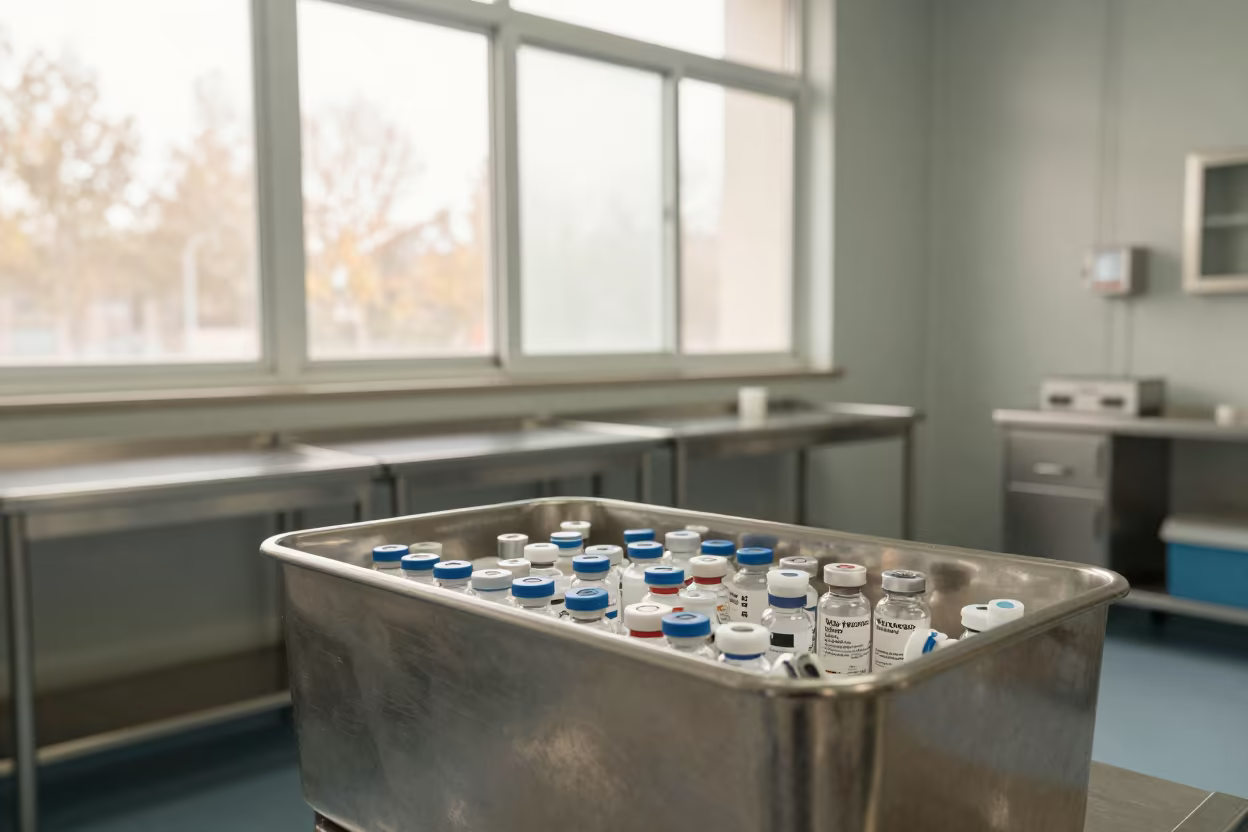 Allergy Vial Bin in Nampo Surgical Prep Room in in a surgical prep area in Nampo