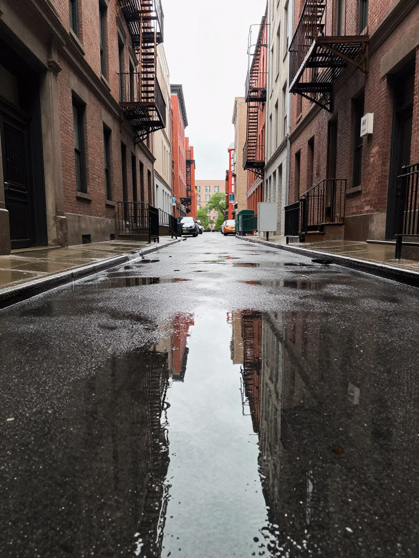 Alley Reflection in New York in in New York, New York, United States