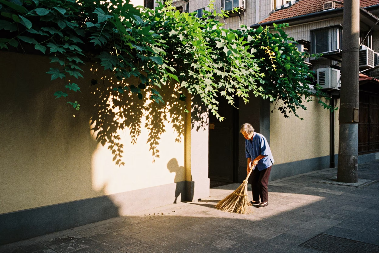 Alleyway Afternoon in Shanghai at Late Afternoon Light in in Shanghai, China