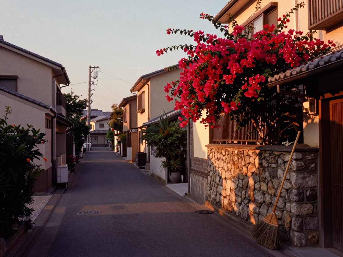 Alleyway at Golden Hour in in Fukuoka, Japan