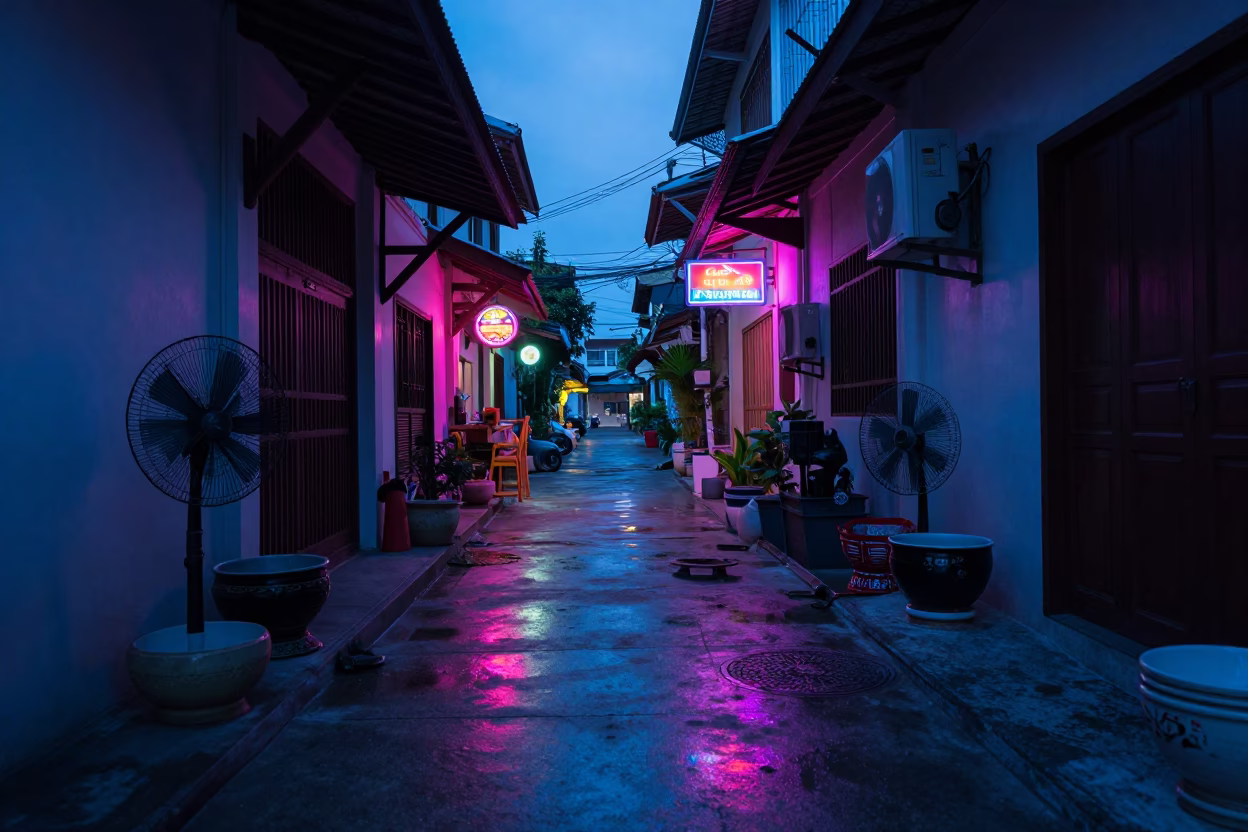 Alleyway Courtyard in Chiang Mai in in Chiang Mai, Thailand