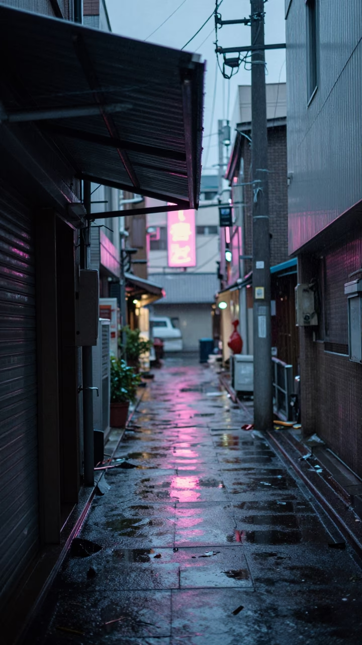 Alleyway Debris in Sapporo in in Sapporo, Japan
