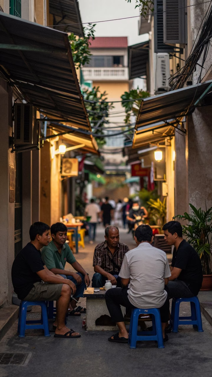 Alleyway Evening in Ho Chi Minh City at Honeyed Evening Light in in Ho Chi Minh City, Vietnam