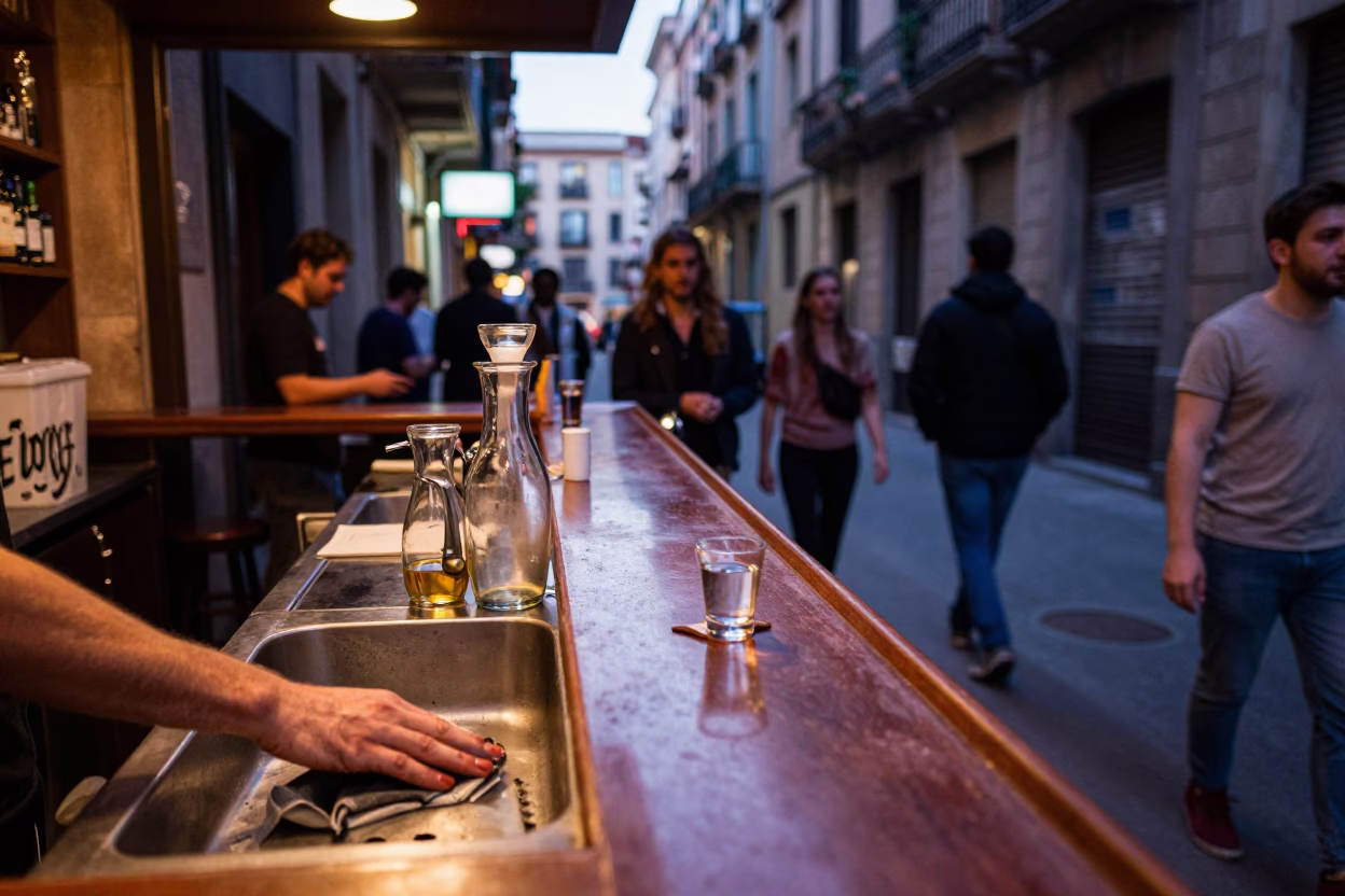 Alleyway Gathering in Barcelona in in Barcelona, Spain