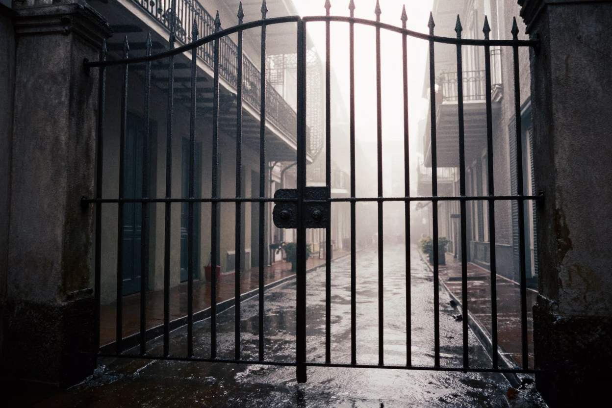 Alleyway in New Orleans in in New Orleans, Louisiana, United States
