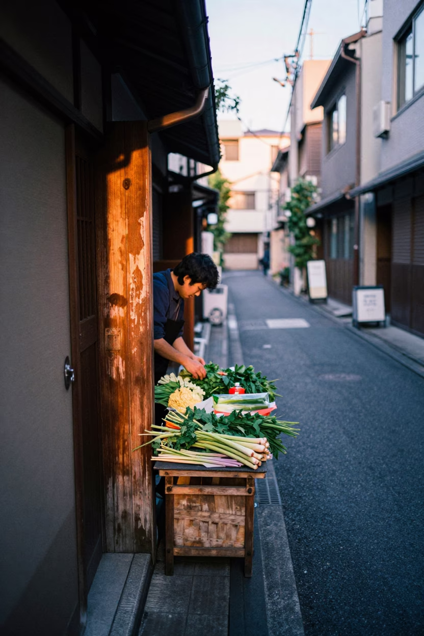 Alleyway Morning in Tokyo at The Early Morning Light in in Tokyo, Japan