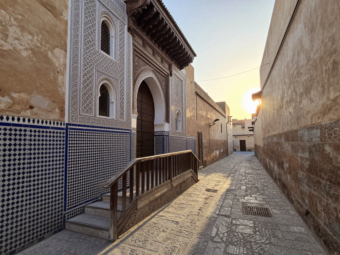 Alleyway Morning just after sunrise in Fez in in Fez, Morocco