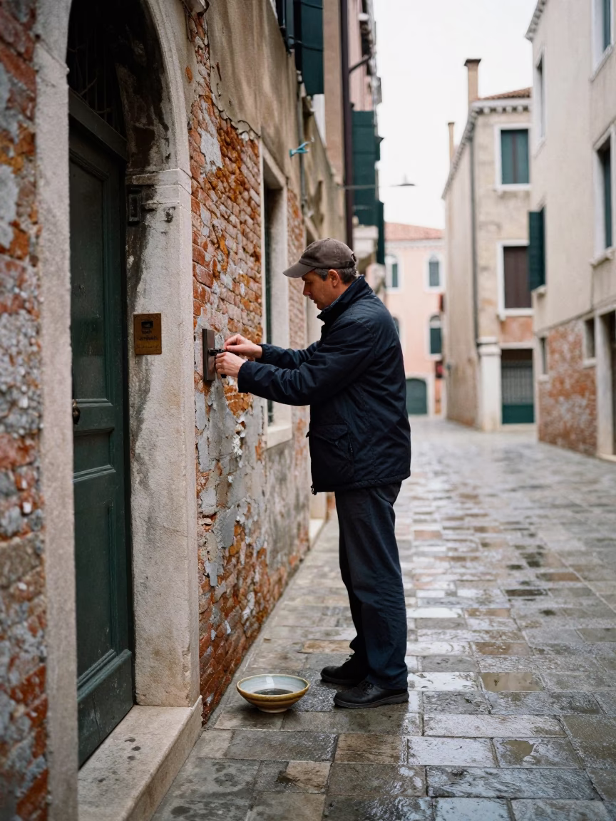 Alleyway Scene in Venice at Midday Light in in Venice, Italy