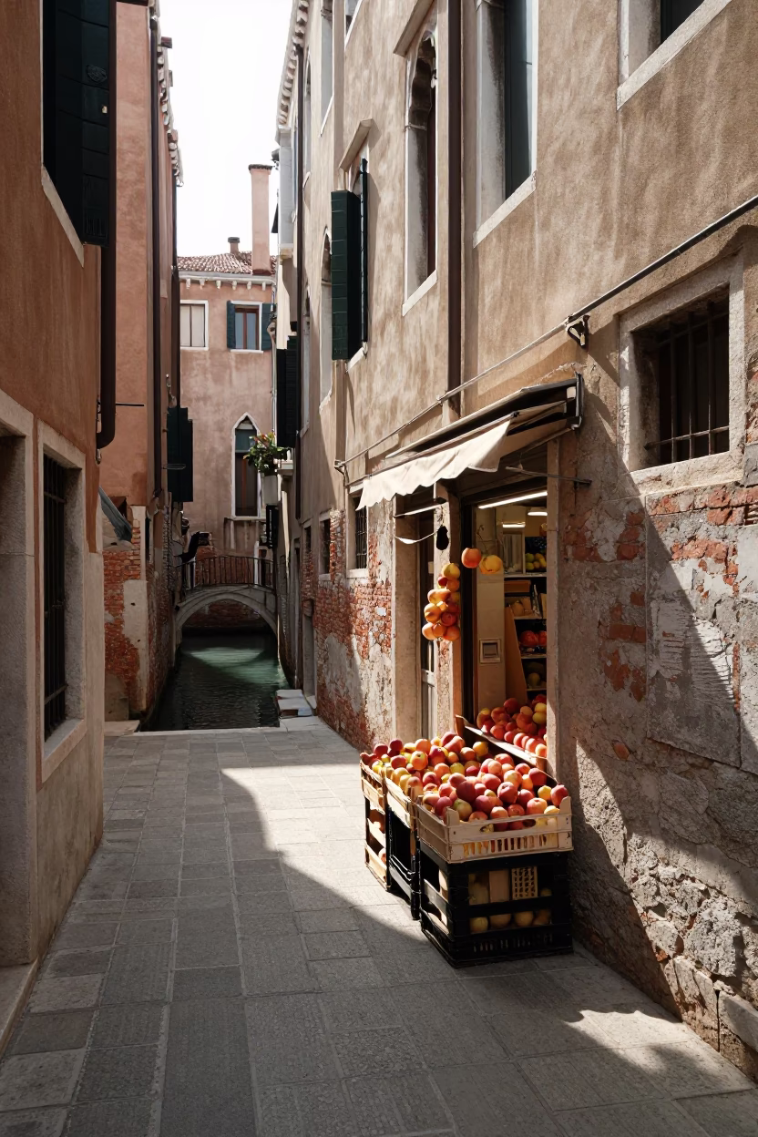 Alleyway Scene in Venice at The Early Afternoon Light in in Venice, Italy