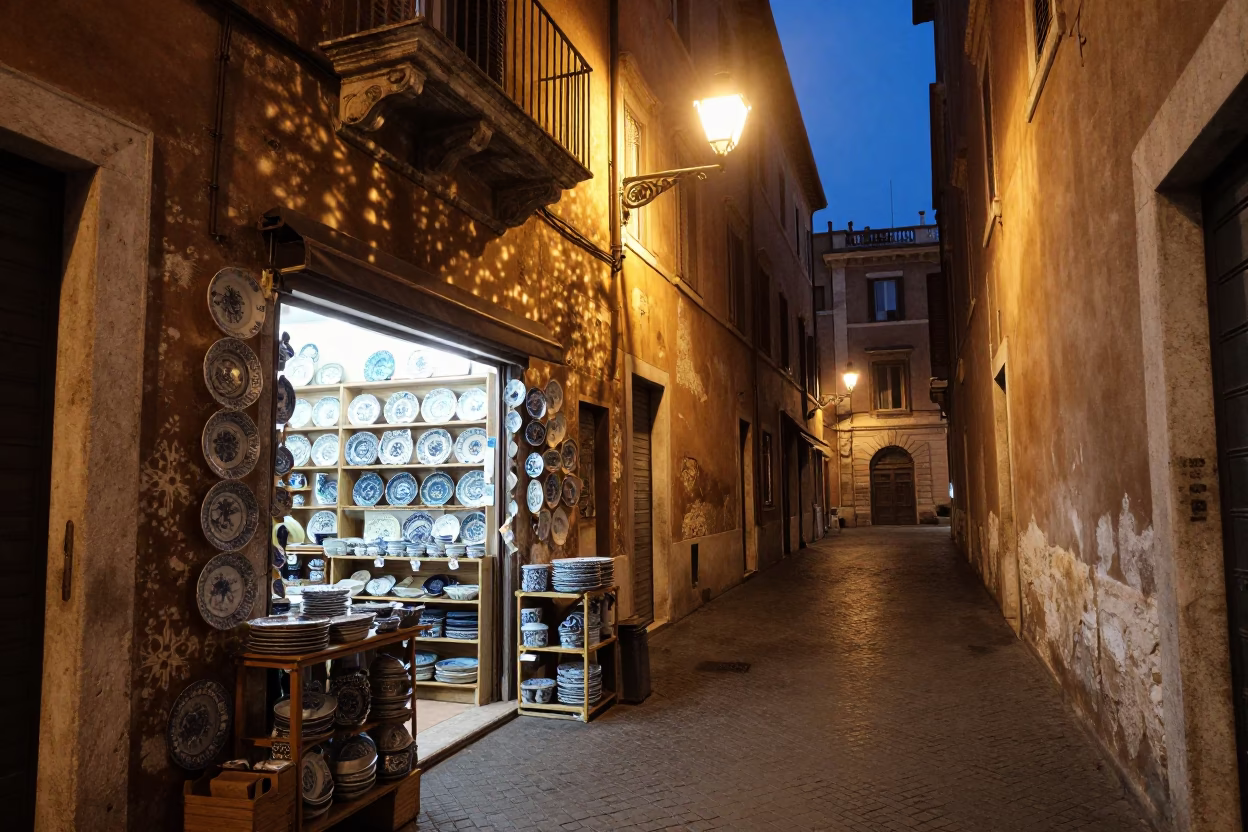 Alleyway Shop in Rome in in Rome, Italy