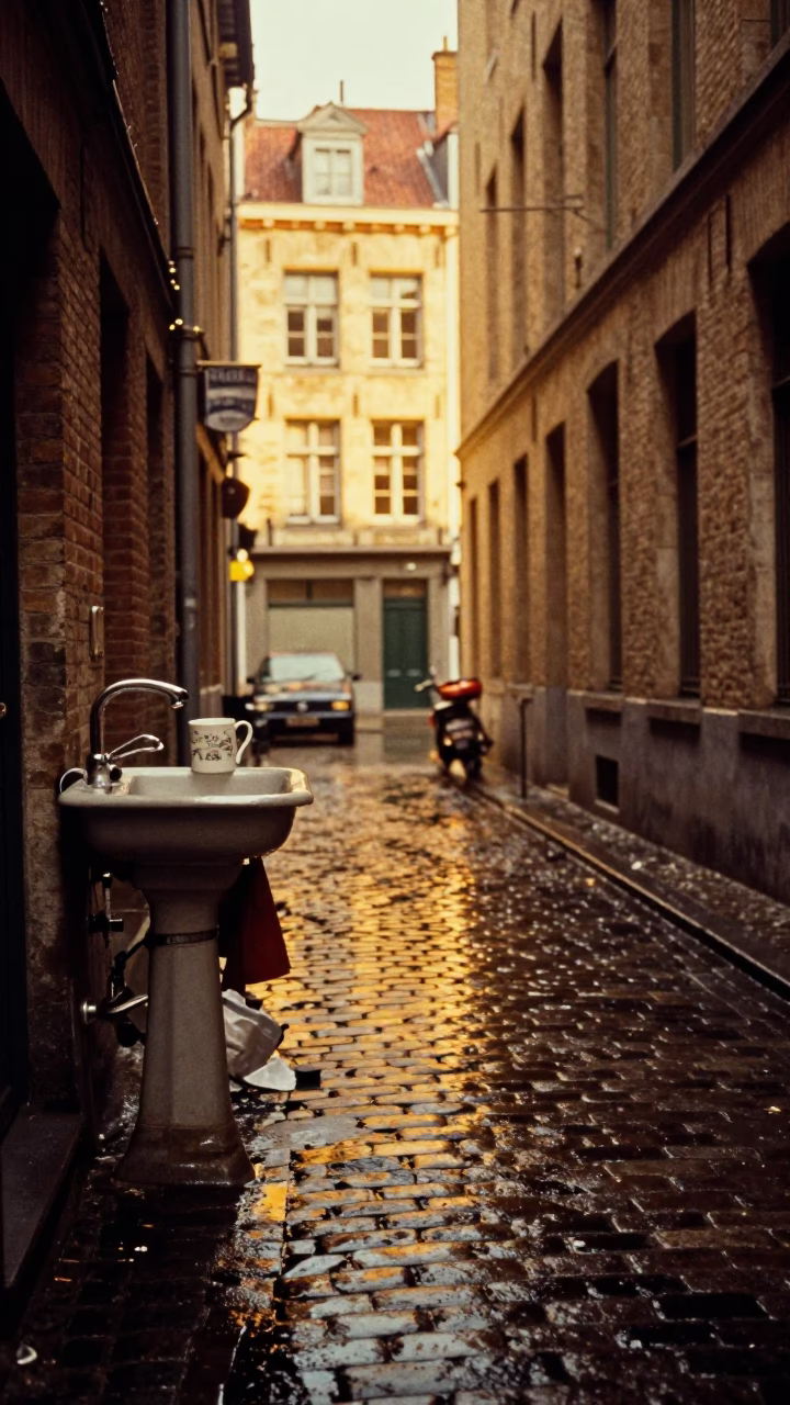 Alleyway Sink in Brussels in in Brussels, Belgium