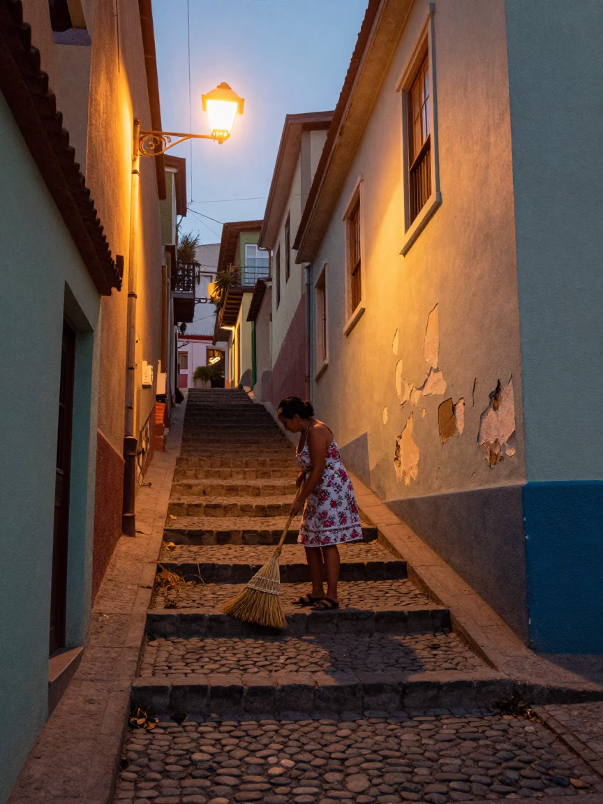 Alleyway Steps in Valparaiso in in Valparaiso, Chile