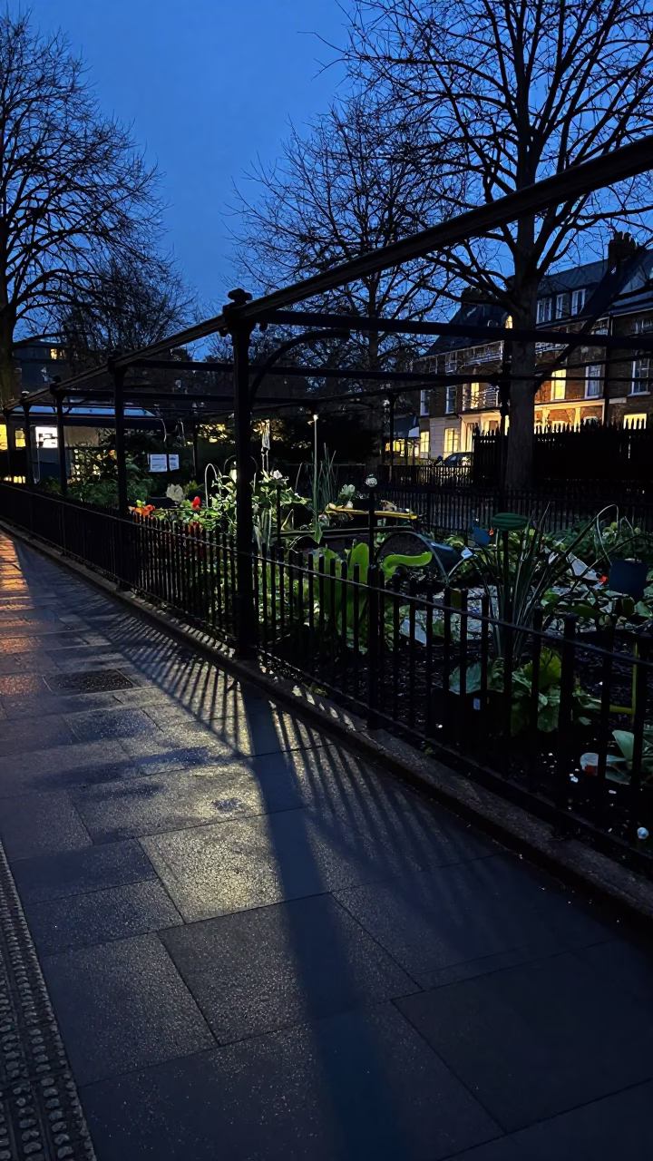 Allotment Gardens at Blue Hour in London in in London, United Kingdom