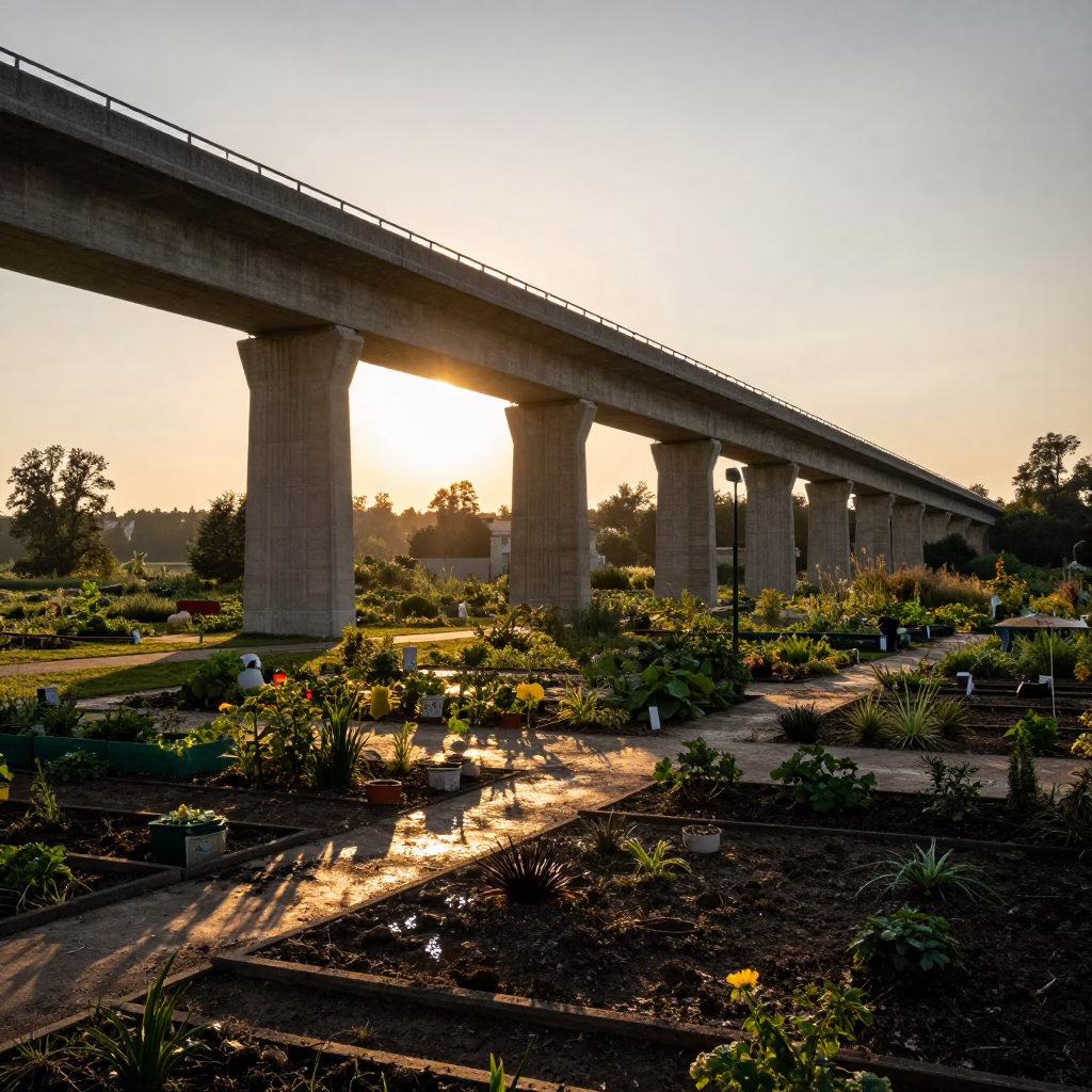 Allotment Gardens in Prague at Sunset Light in in Prague, Czech Republic