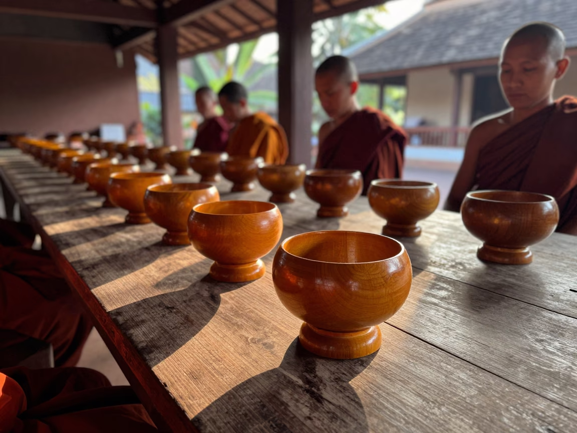Alms Bowls in Luang Prabang in in Luang Prabang, Laos