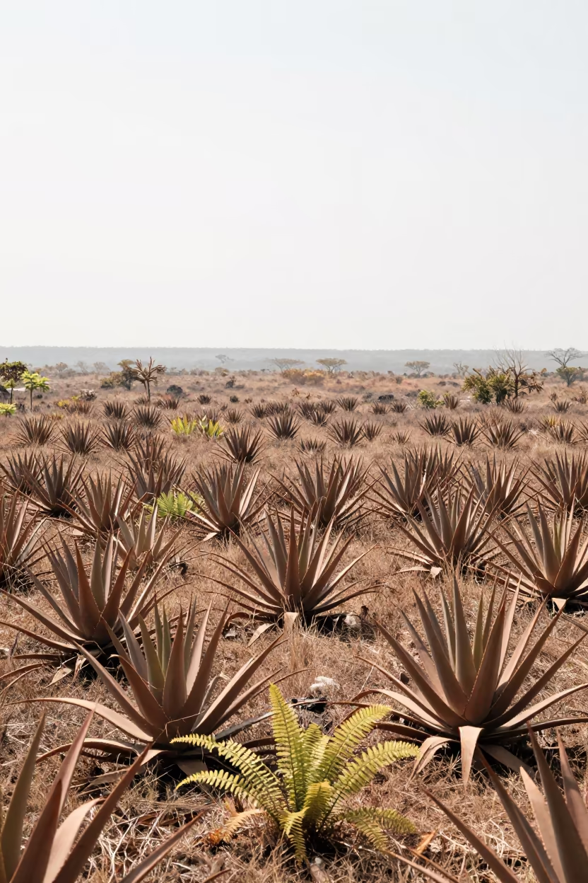 Aloe Forest Floor in Dry Season Madagascar in on a fern-lined forest floor in Madagascar