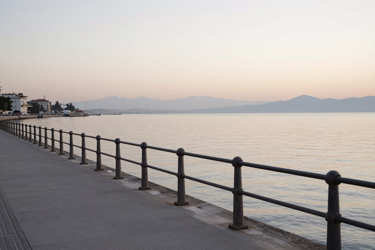 Along Bay just after sunrise in Izmir in in Izmir, Turkey