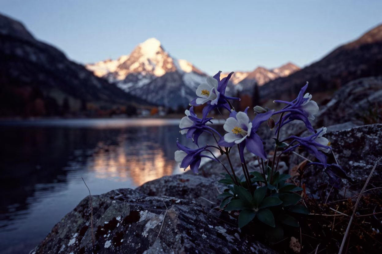 Alpine Columbine Twilight Near Innsbruck in near Innsbruck