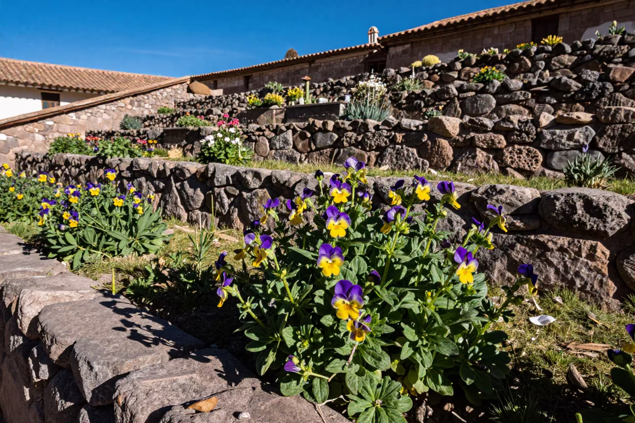 Alpine Wildflowers in Cusco Terraced Garden Plots in among terraced garden plots near San Pedro Market, Cusco