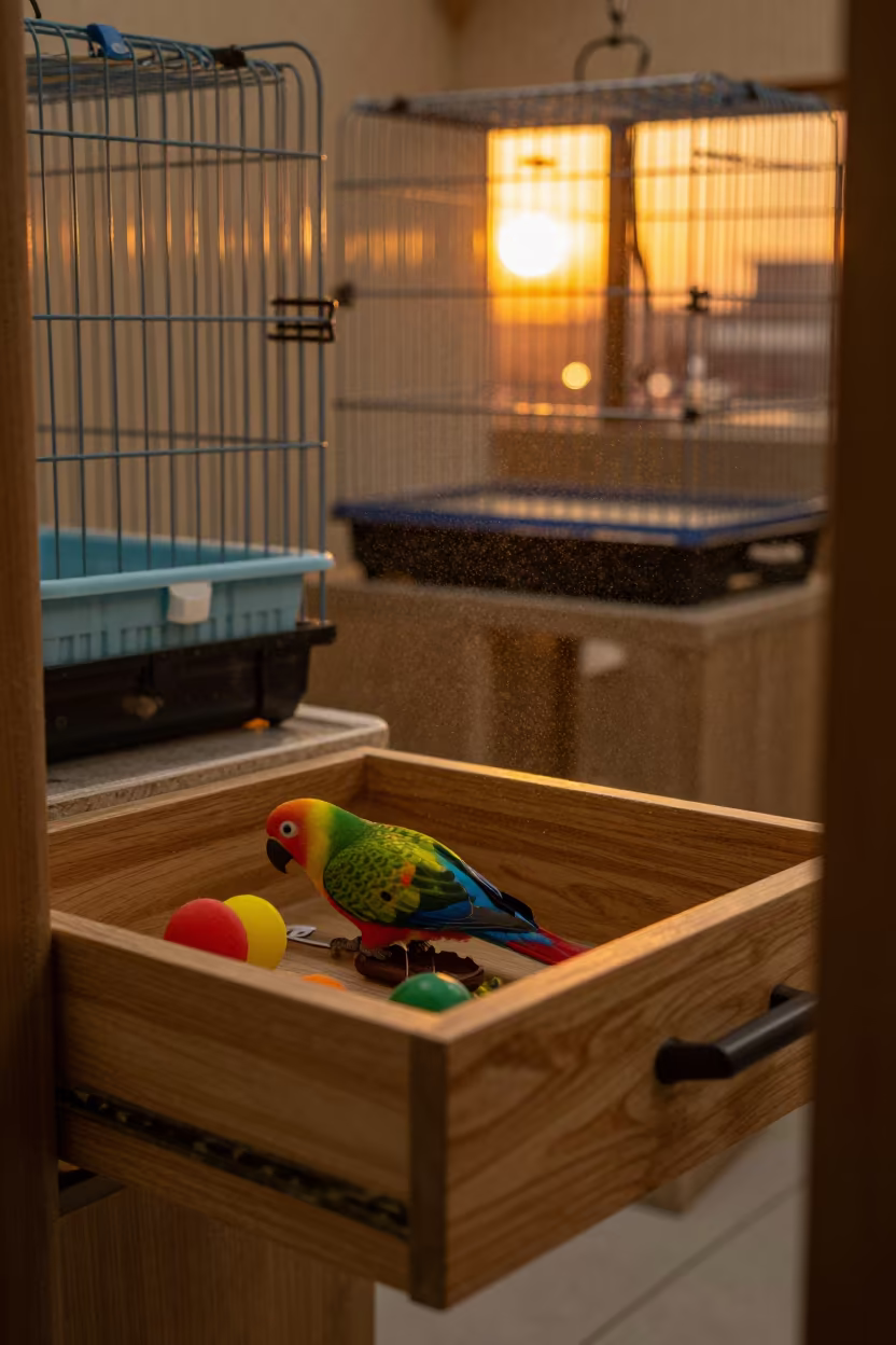 Amber Dust in Jeddah Parrot Grooming Bay in inside a grooming bay in Jeddah