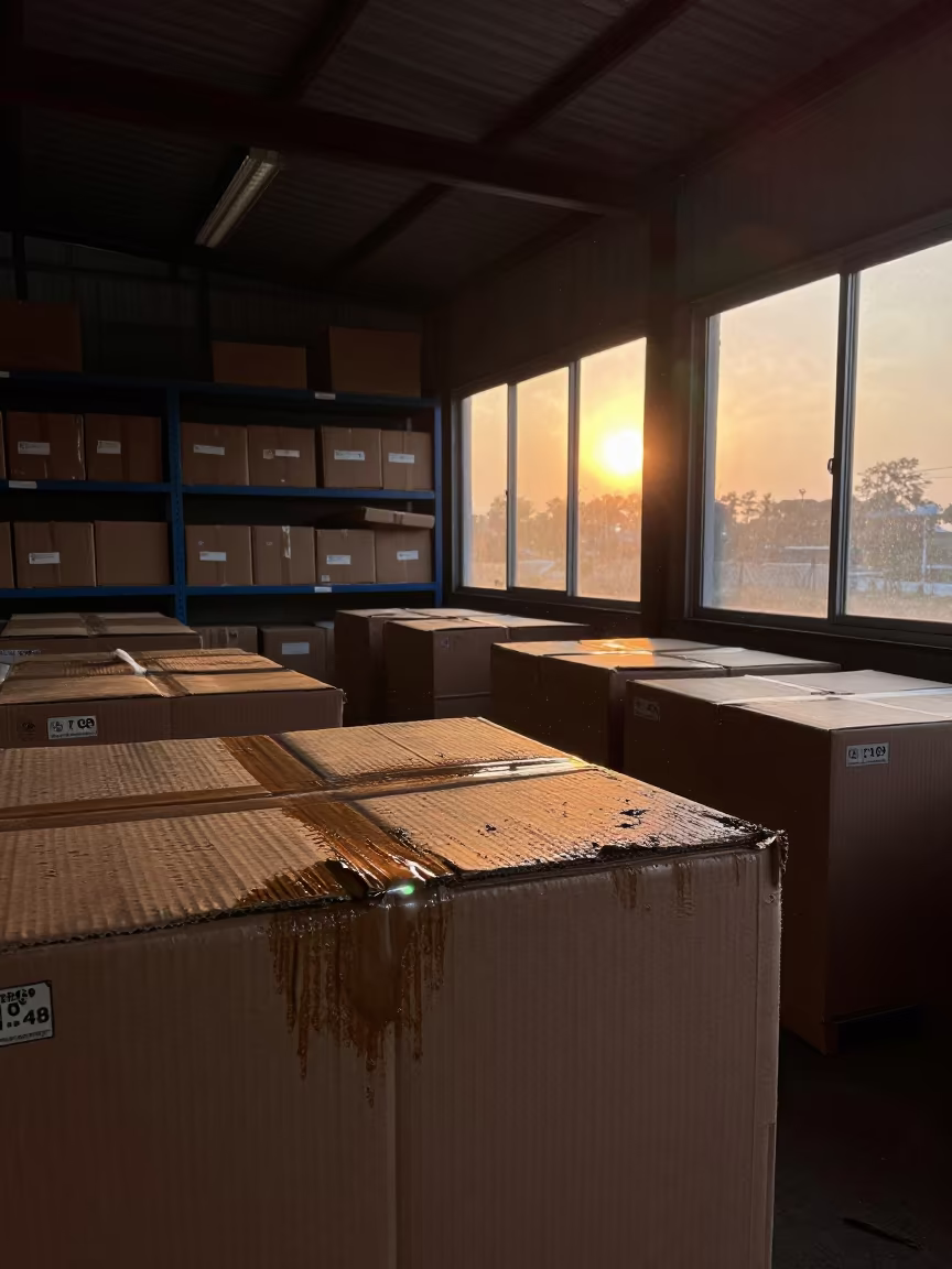 Amber Dust Light in Bhilai Dispatch Office Carton Library in inside a dispatch office above the dock in Bhilai