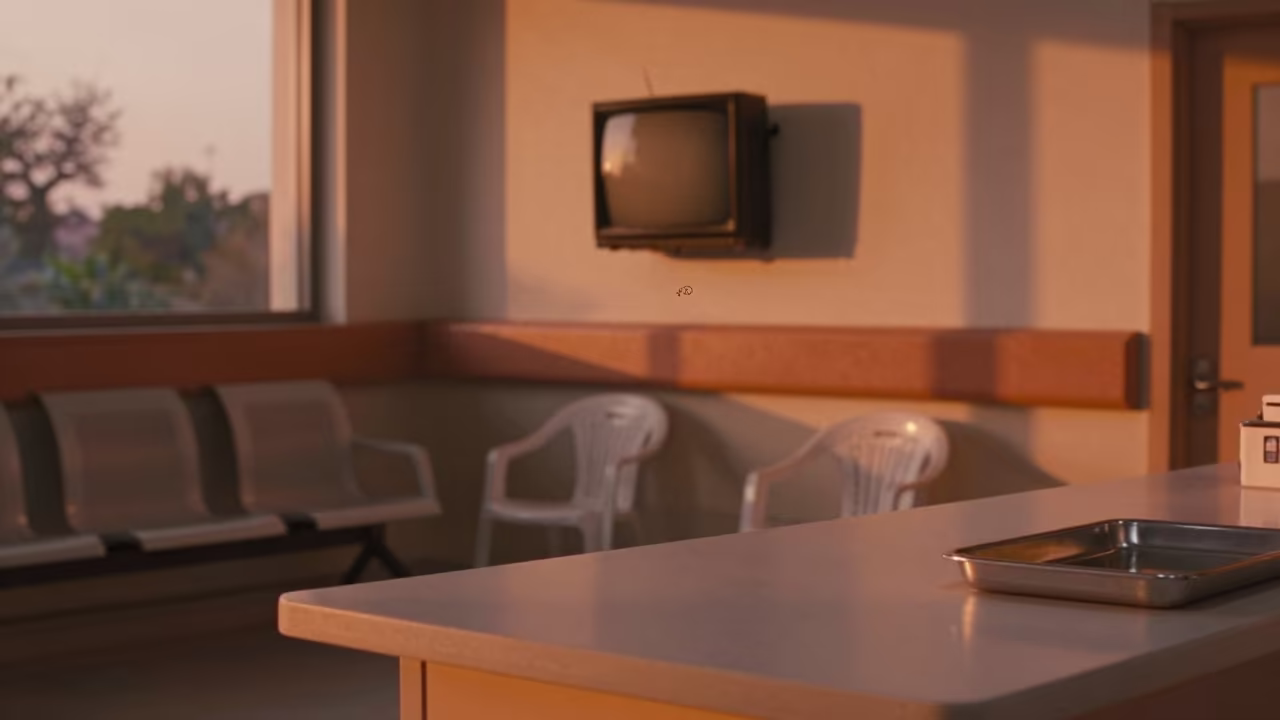 Amber Glow Nurse Station Faizabad Waiting Room in at a nurse station under monitor glow in Faizabad