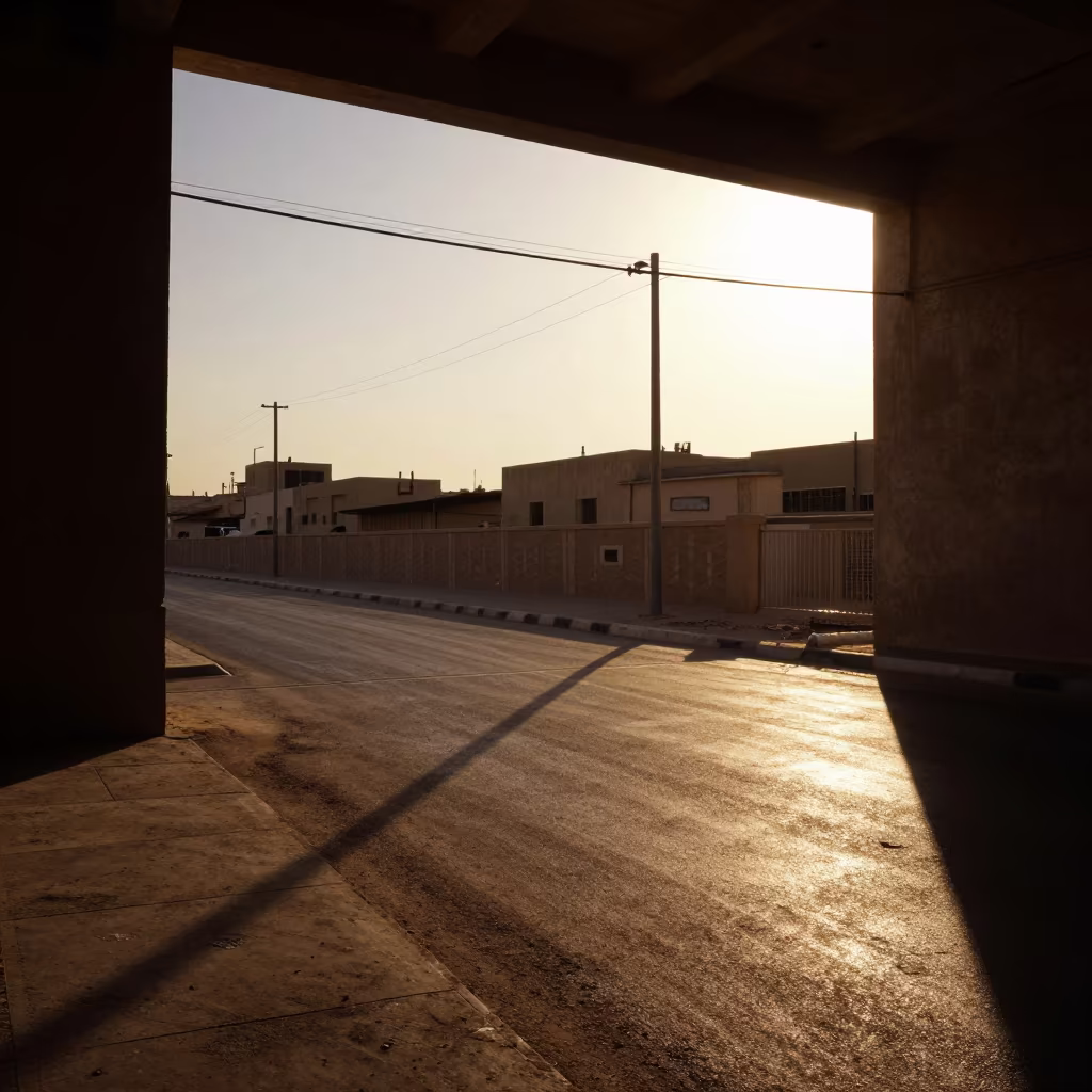 Amber Grid Shadows on Fallujah Road in inside a skylit passageway near Fallujah
