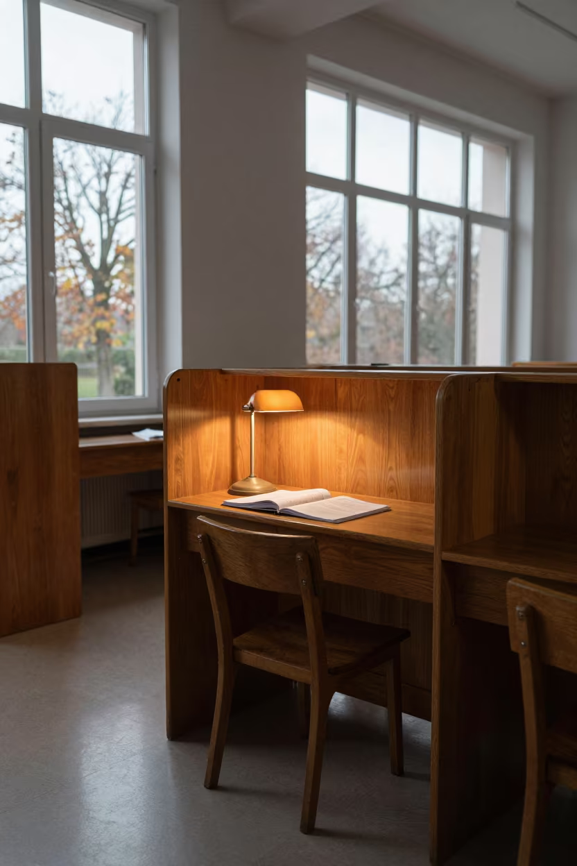 Amber Lamp Study Carrel in Annaba School Lab in in a school laboratory in Annaba