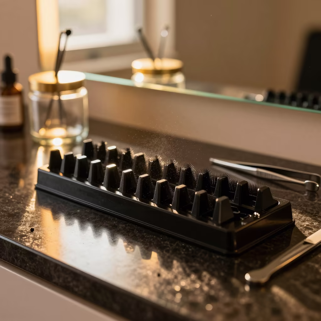 Amber Lash Tile Organizer in Multan Salon in inside a skincare treatment room in Multan